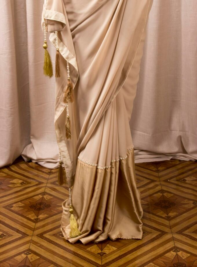 Georgette & Samusilk Half-and-Half Saree
