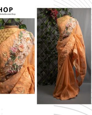 Dhakai Jamdani Carnation Saree