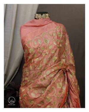 Elegant Aari Embroidery Silk Saree