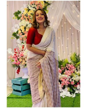 Crepe Georgette Block Print Saree