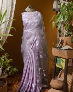 Kusum Kanon Luxury Organza Saree with Floral Embroidery
