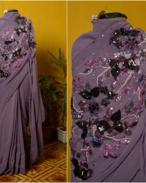 Crepe Georgette Carnation Saree