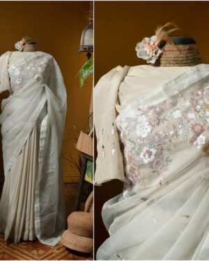 Kusum kanon moslin and chinon silk saree