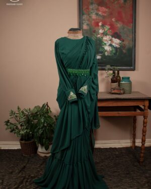 Georgette Saree with Double Ruffle Frills