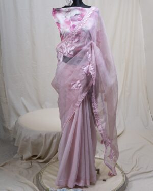 Laser Cut Poppy Applique Saree