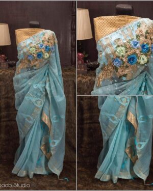 Dhakai Jamdani Carnation Saree