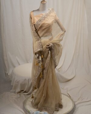 Muslin Embroidered Jamdani motif inspired saree