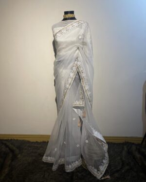 Muslin Embroidered Jamdani motif inspired saree