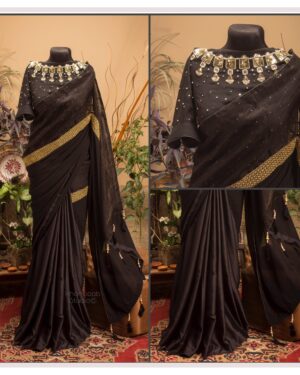 Golden Lace Muslin-Samusilk Saree with Gohona Blouse