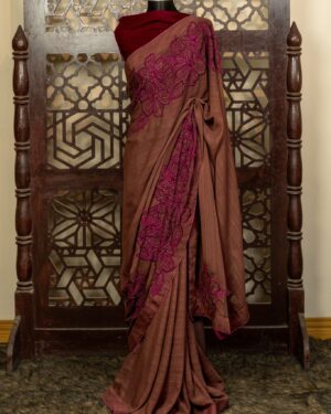 Elegant Shimmer Silk Joba Embroidery Saree