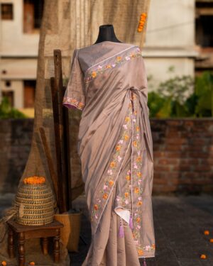 Chunri Kota Embroidered Saree with Slim Sleeve Work