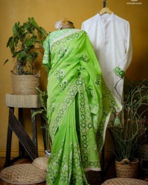 Half Silk Block Print Saree