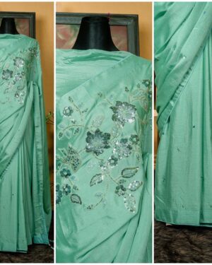 Chinon Silk Sequins Work Saree