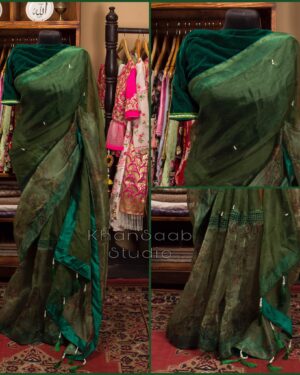 Half & Half Muslin Floral Organza Saree