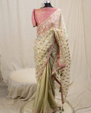 Meena Work Tissue & Chinon Silk Saree