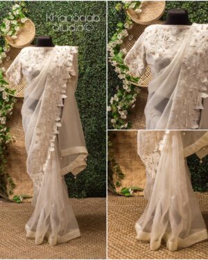 Pearl Work Muslin Saree
