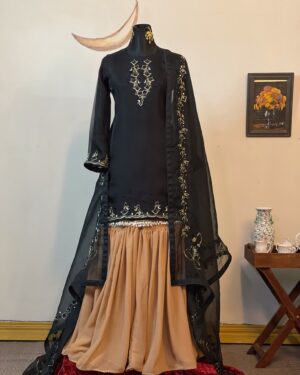 Statement Muslin Kameez (Black)