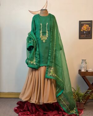 Statement Muslin Kameez (Green)