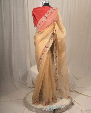 Golap Zardosi Work Muslin Saree