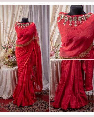 Golden Lace Muslin-Samusilk Saree with Gohona Blouse