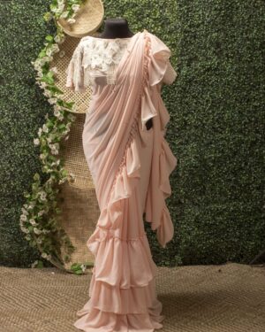 Georgette Saree with Double Ruffle Frills